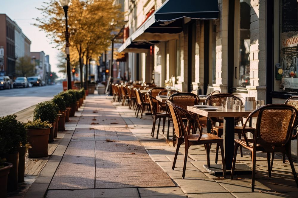 Sidewalk street chair restaurant. 