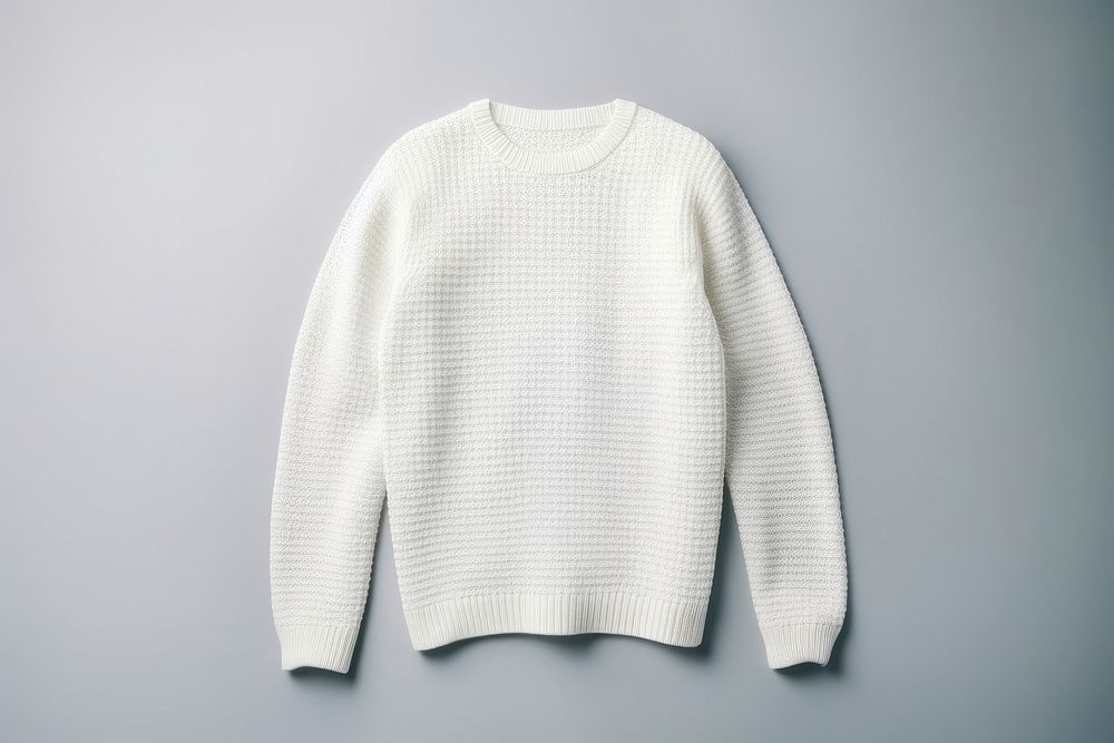 A white blank crochet purl knit sweater sweatshirt sleeve white background. 