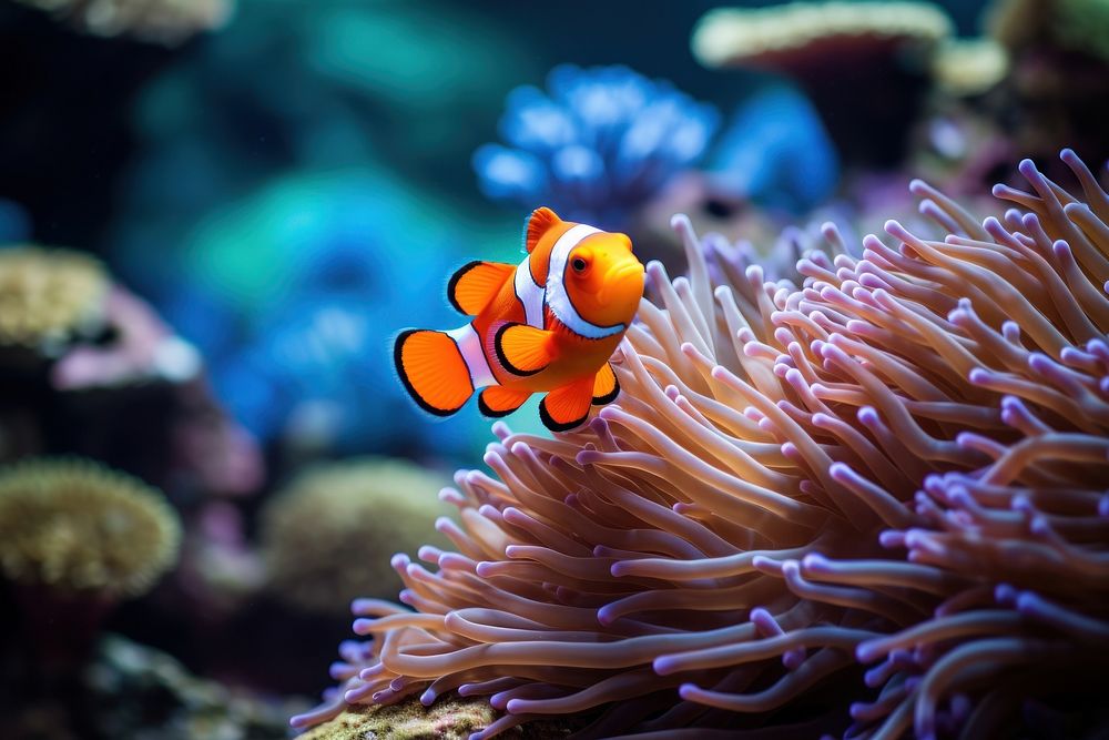 Orange clown fish sea outdoors swimming. AI generated Image by rawpixel.