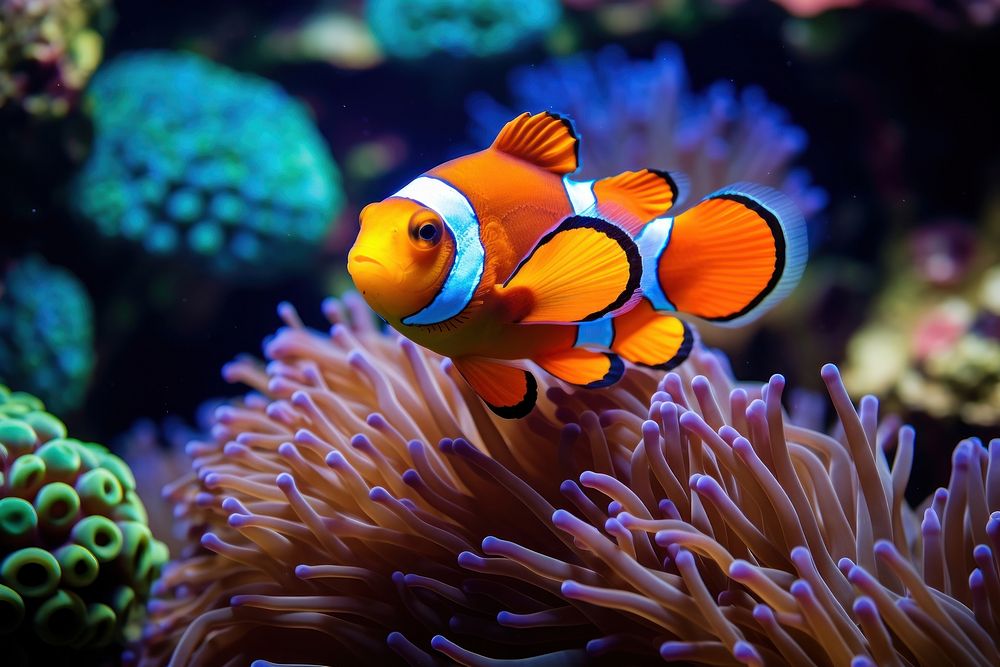 Orange clown fish sea outdoors swimming. AI generated Image by rawpixel.