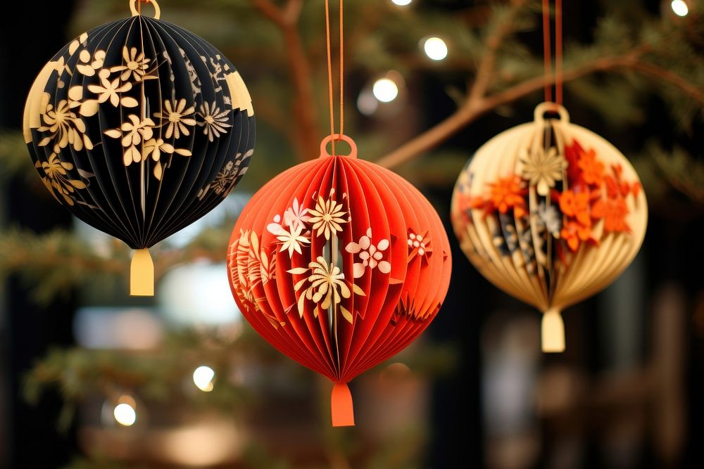 Asian decorations christmas hanging illuminated. 