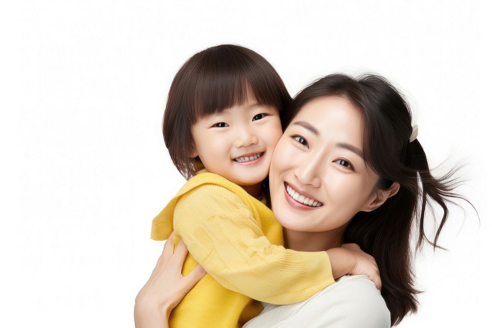 Asian toddler daughter hugging happy mother cheerful family adult. AI generated Image by rawpixel.