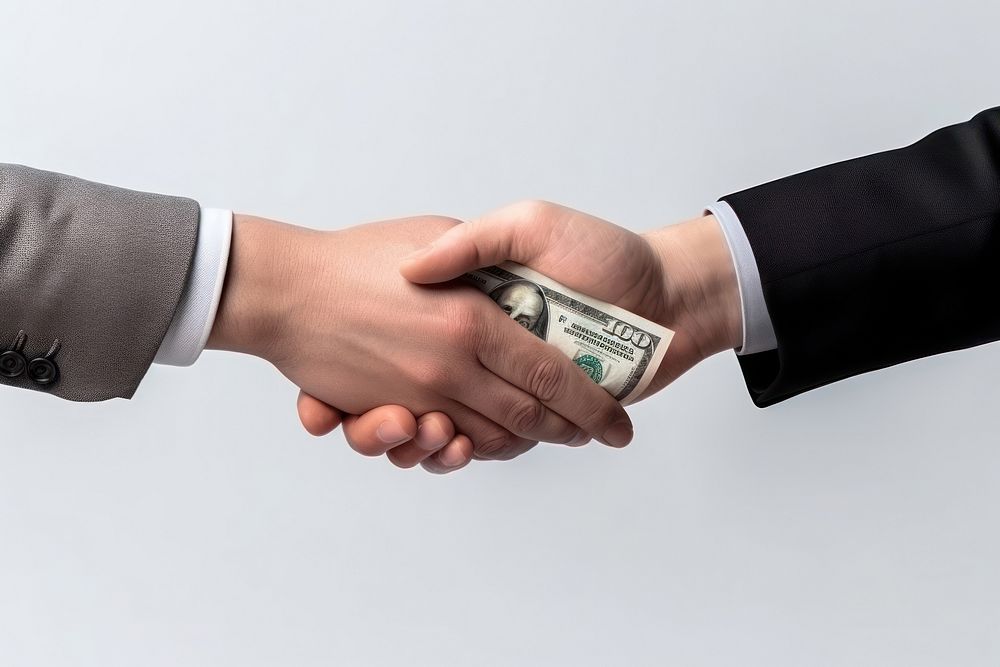 Business people exchanging money hand dollar agreement. AI generated Image by rawpixel.