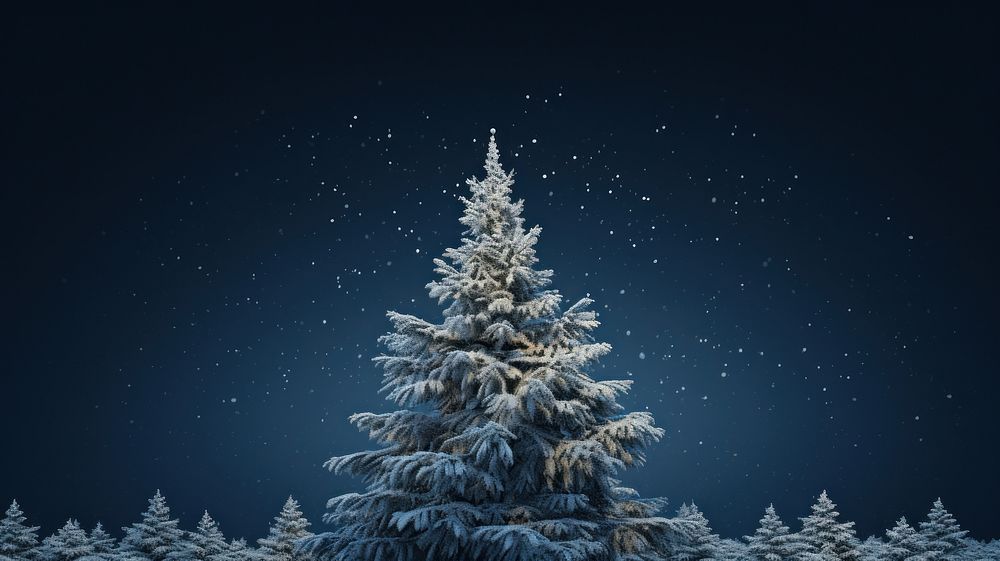 Night tree snow christmas. 