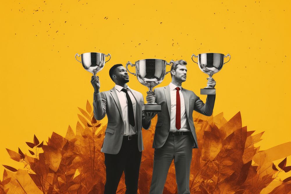 Two employees trophy adult togetherness. AI generated Image by rawpixel.