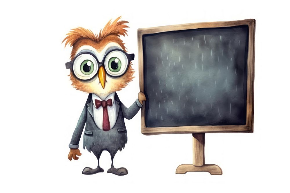Owl teacher blackboard cartoon owl. AI generated Image by rawpixel.