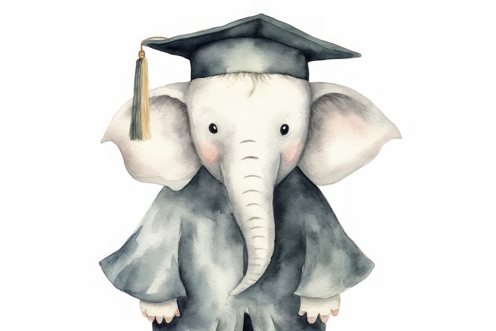 Elephat teacher animal graduation wildlife. AI generated Image by rawpixel.