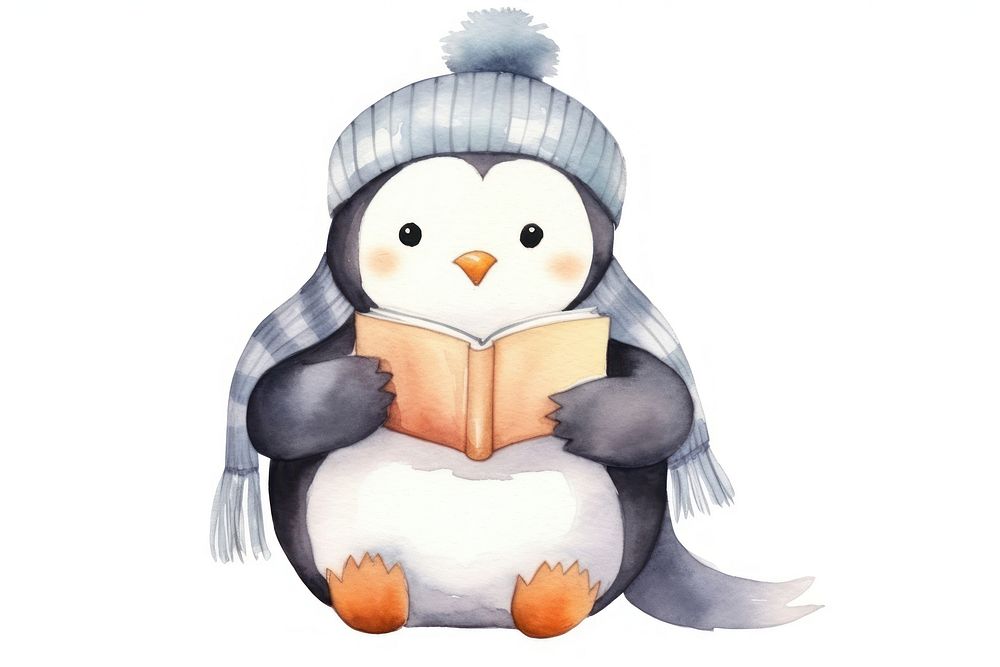Penguin read a book penguin snowman cartoon. AI generated Image by rawpixel.