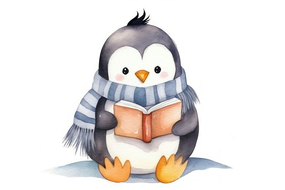 Penguin read a book penguin cartoon animal. AI generated Image by rawpixel.