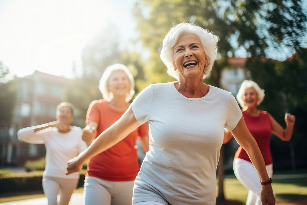 Elderly women laughing adult woman. AI generated Image by rawpixel.