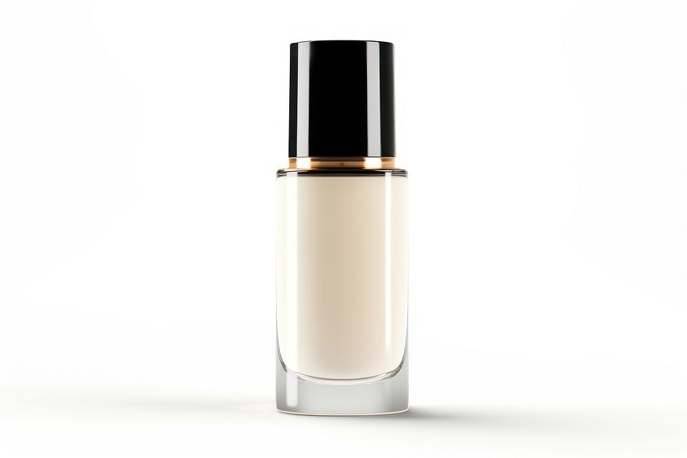 Foundation bottle cosmetics perfume white background. AI generated Image by rawpixel.