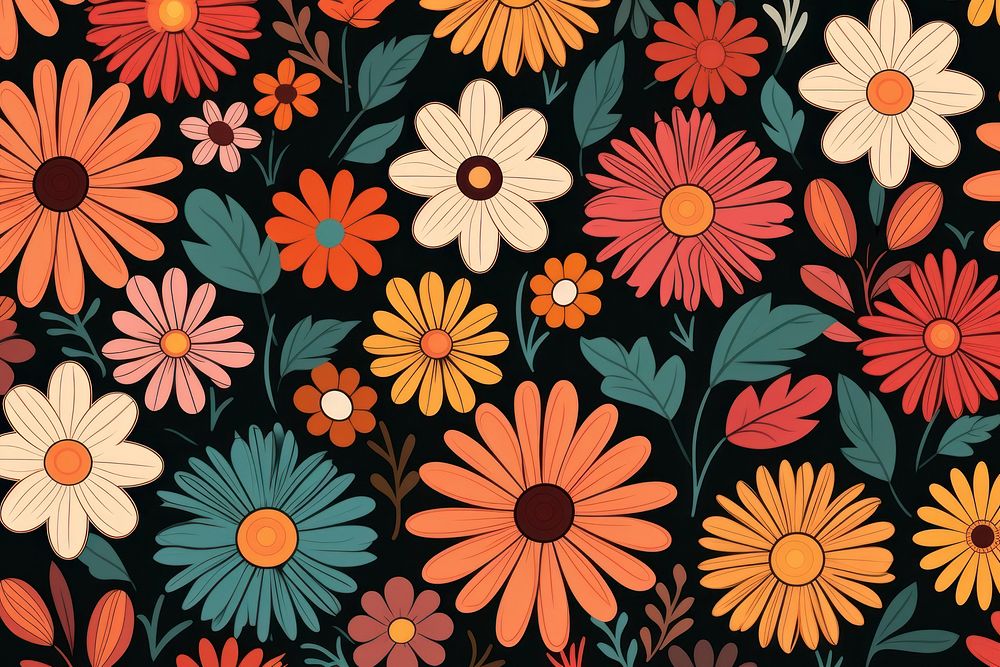 Flower power pattern flower wallpaper plant. AI generated Image by rawpixel.