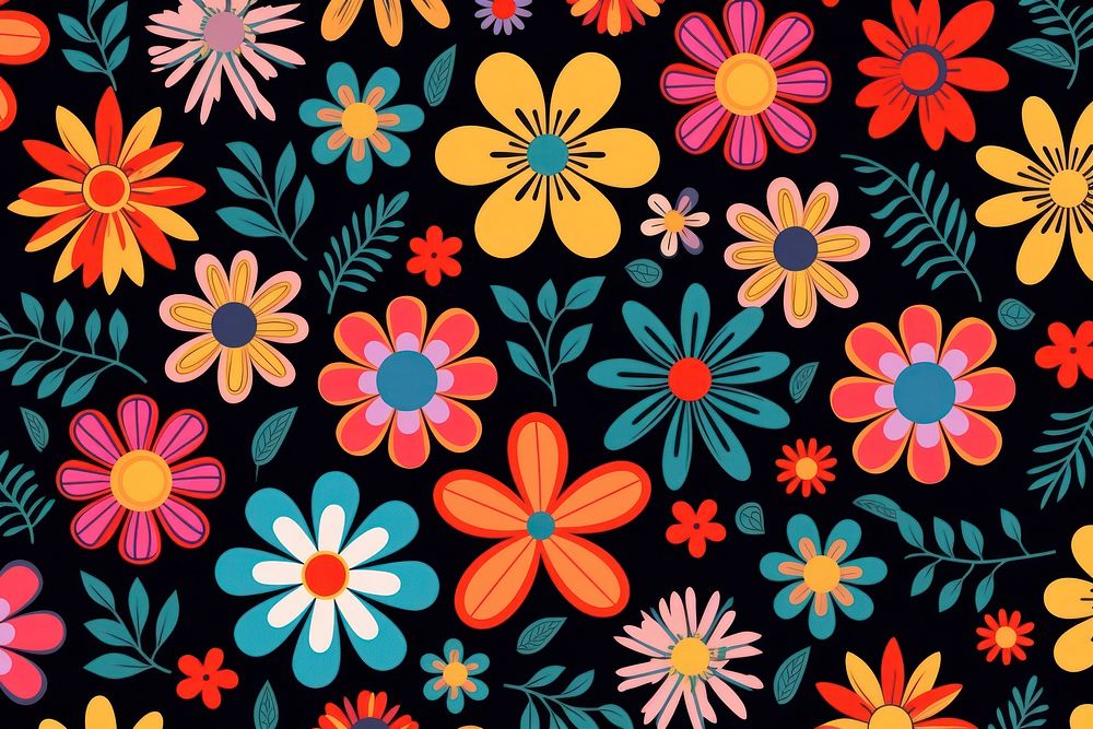 Flower power pattern flower wallpaper plant. AI generated Image by rawpixel.