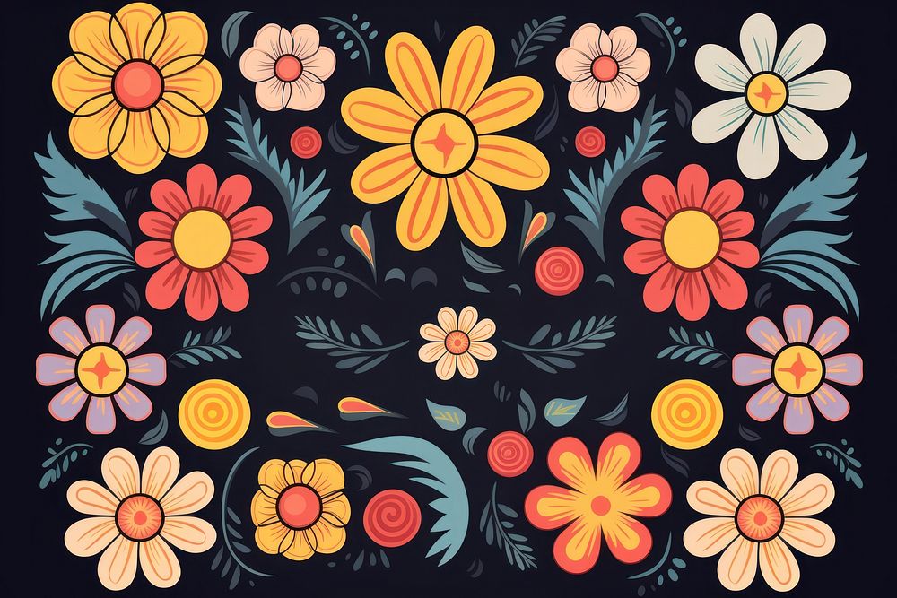 Flower power pattern flower creativity asteraceae. AI generated Image by rawpixel.