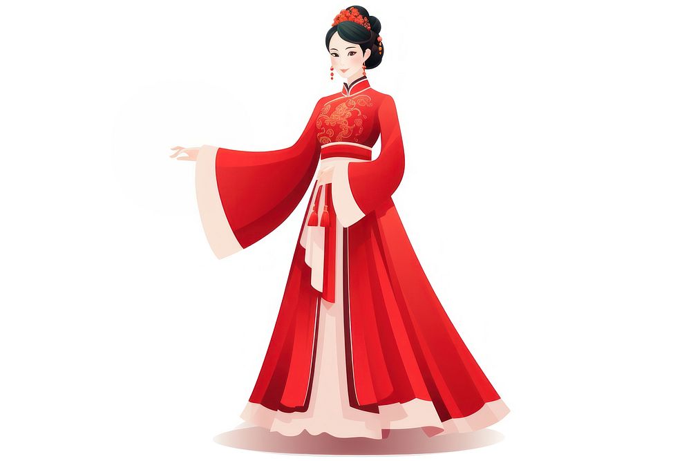 Chinese women national costume fashion kimono dress. AI generated Image by rawpixel.