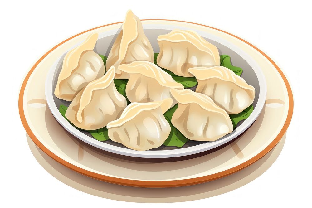 Dumplings plate food meal. AI generated Image by rawpixel.