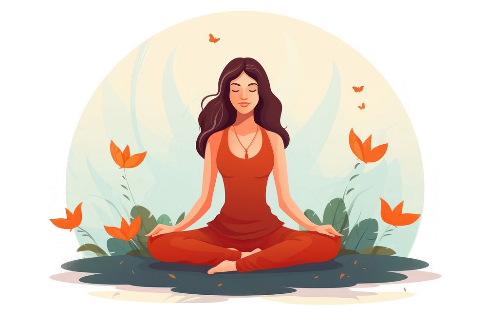 Women meditating cartoon adult yoga. AI generated Image by rawpixel.