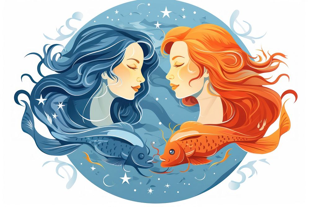 Pisces adult togetherness friendship. AI generated Image by rawpixel.