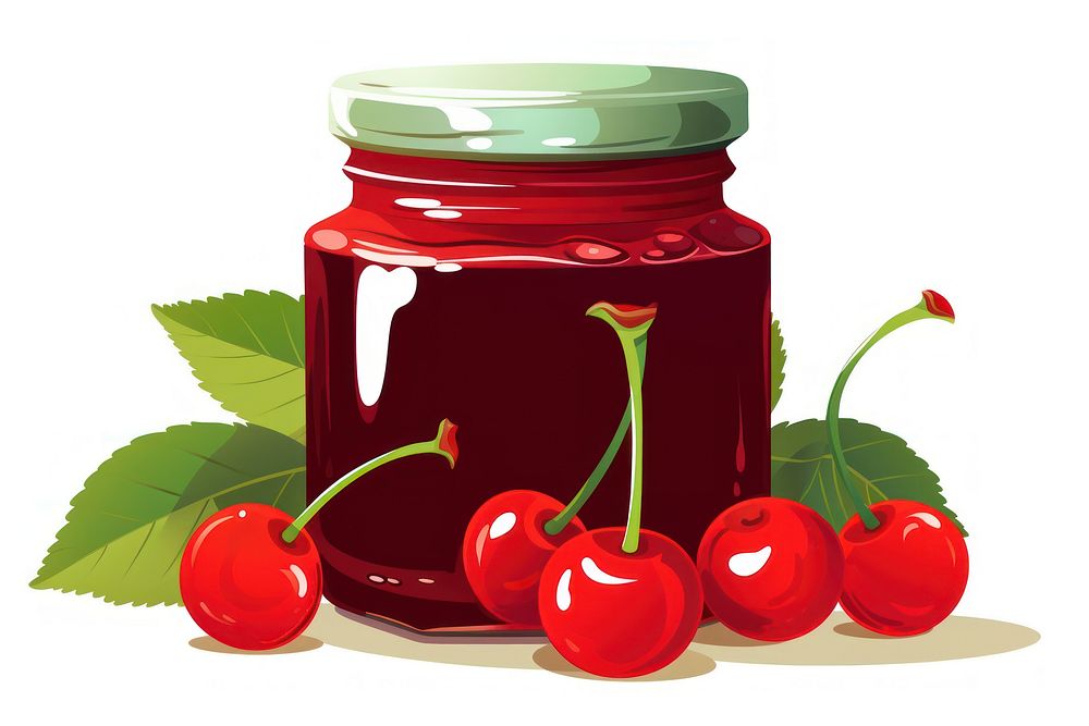 Cherry jam bottle plant food. AI generated Image by rawpixel.