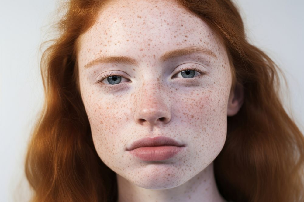 Freckles makeup portrait photo skin. AI generated Image by rawpixel.