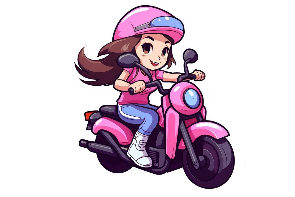 Women charactor riding motorcycle vehicle scooter cartoon. AI generated Image by rawpixel.
