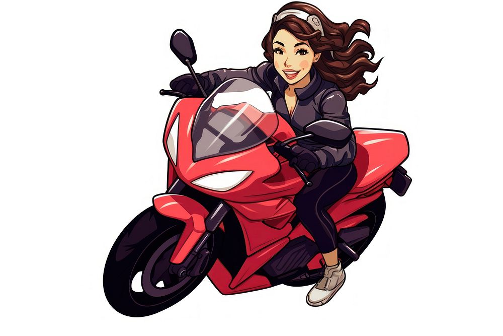 Riding motorcycle vehicle scooter cartoon. AI generated Image by rawpixel.