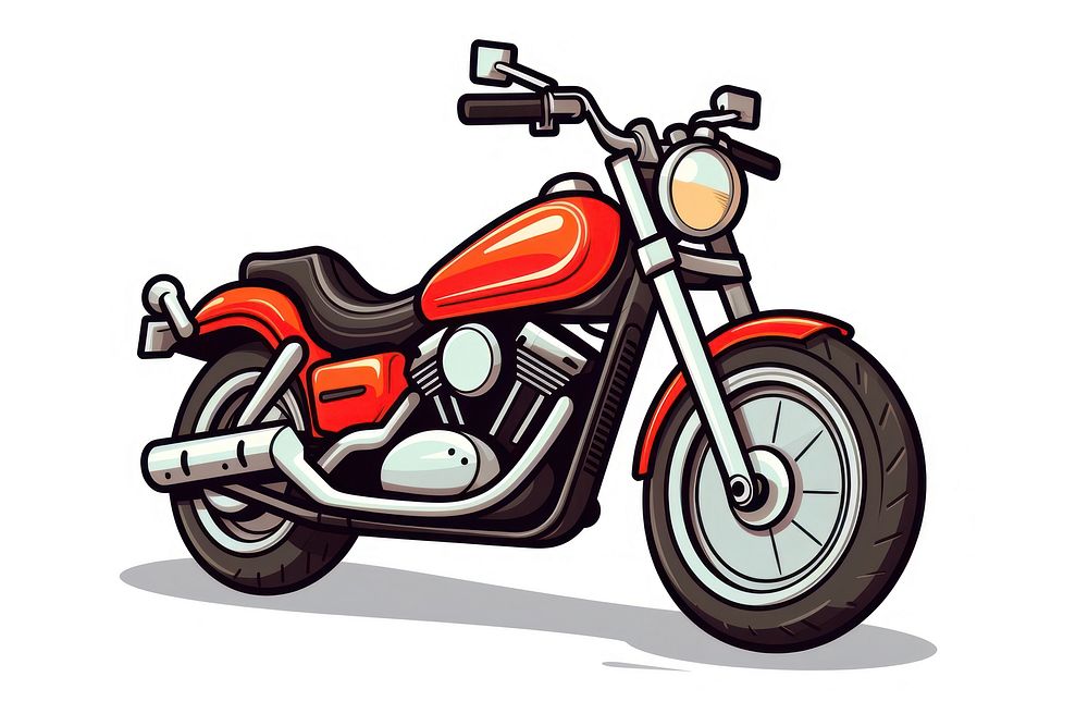 Motorcycle vehicle cartoon white background. AI generated Image by rawpixel.