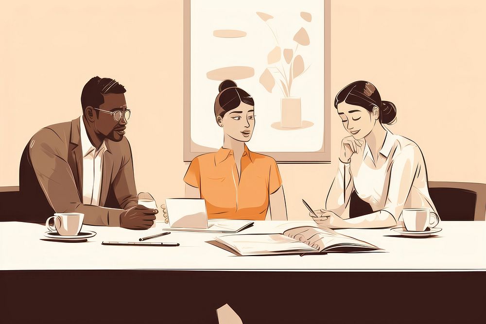 Conversation meeting cartoon office. AI generated Image by rawpixel.