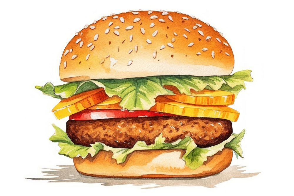 Plant based burger cartoon bread food. AI generated Image by rawpixel.