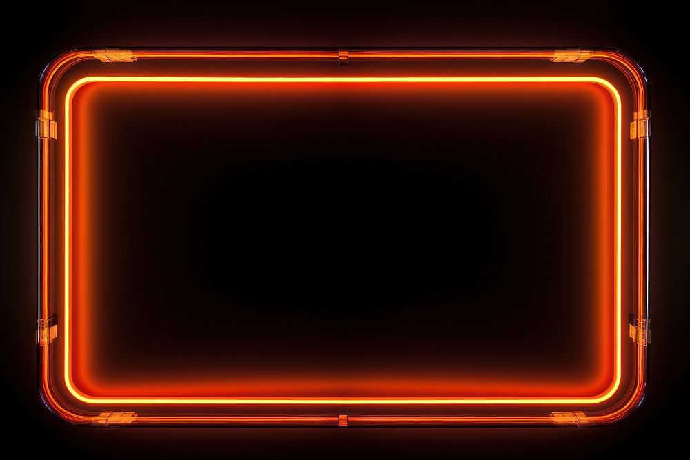 Neon frame light black background illuminated. 