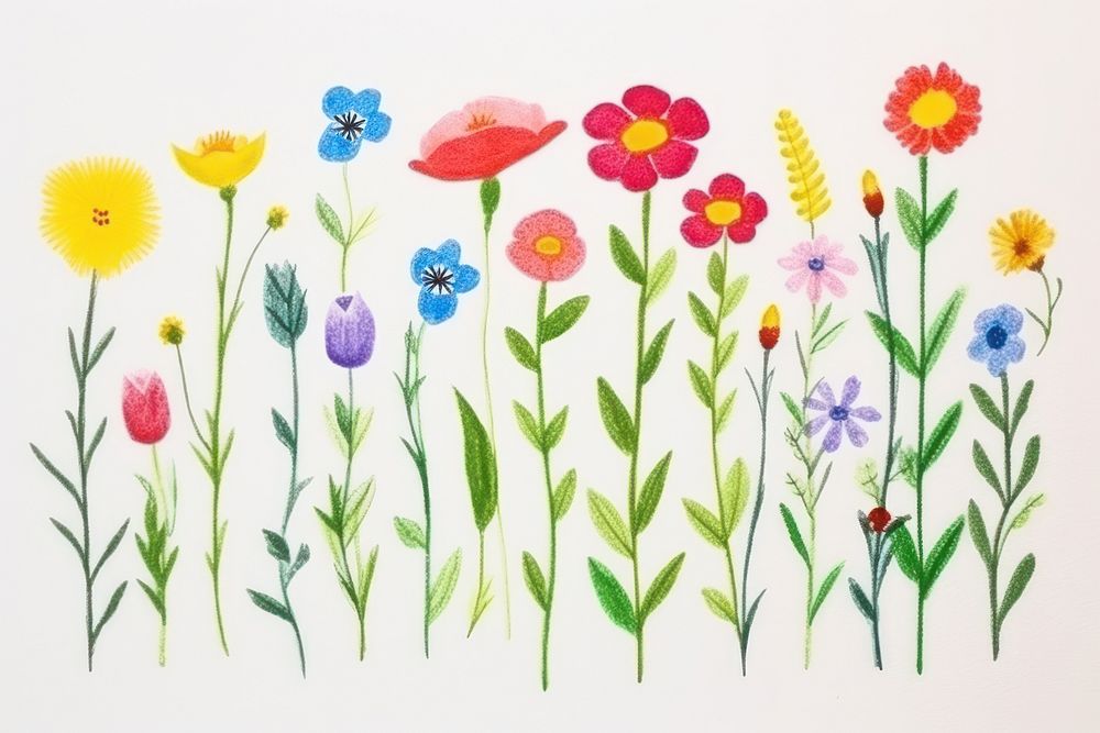 Flower pattern drawing meadow. AI generated Image by rawpixel.