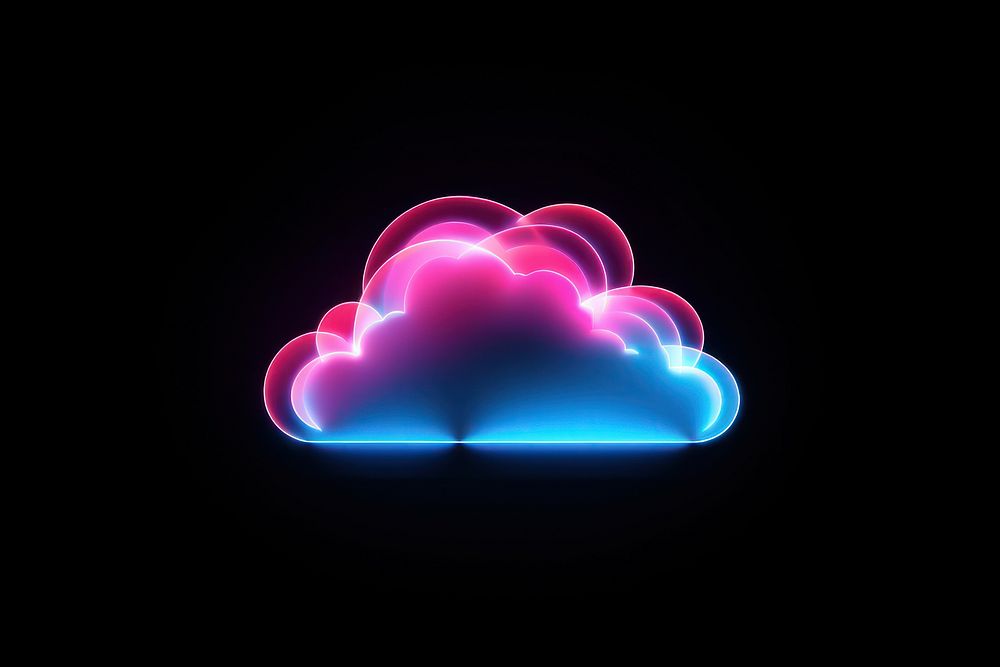 Neon png cloud black background illuminated. AI generated Image by rawpixel.