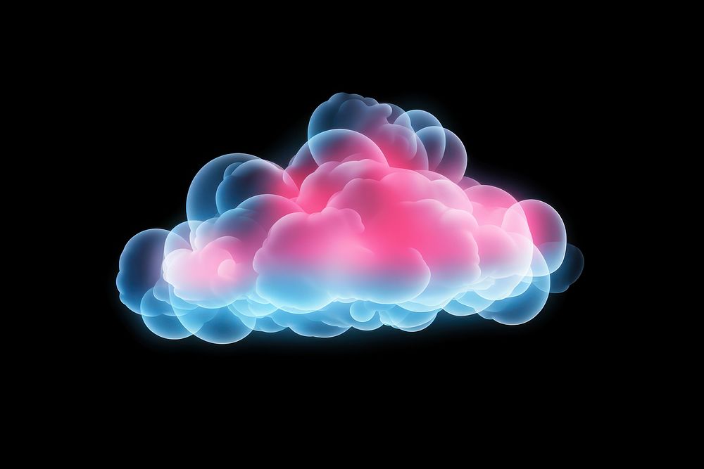 Neon cloud black background illuminated.