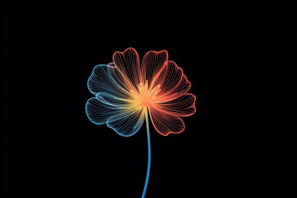 Neon png flower light plant. AI generated Image by rawpixel.