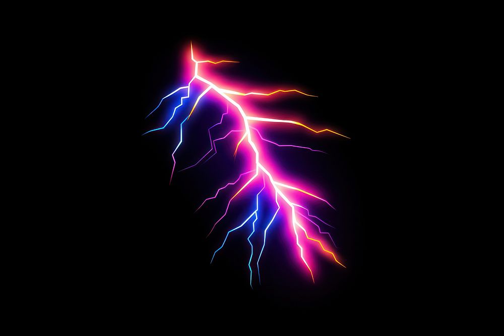 Neon png lightning thunderstorm night. AI generated Image by rawpixel.