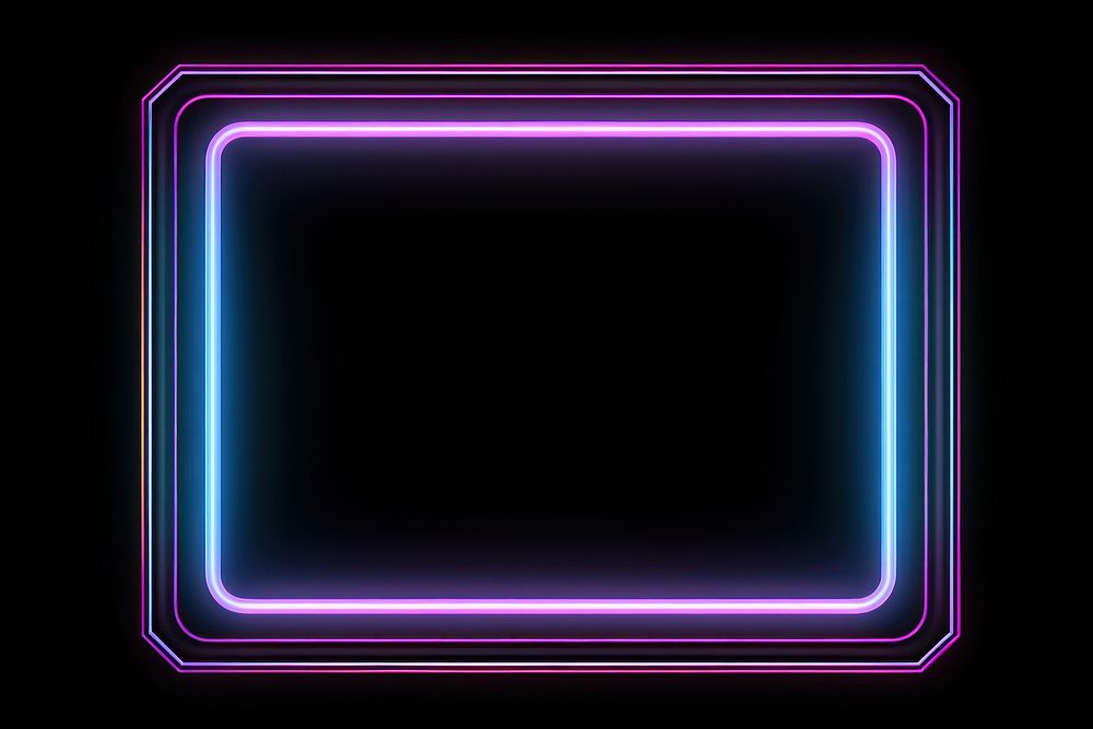 Neon frame light black background illuminated. 