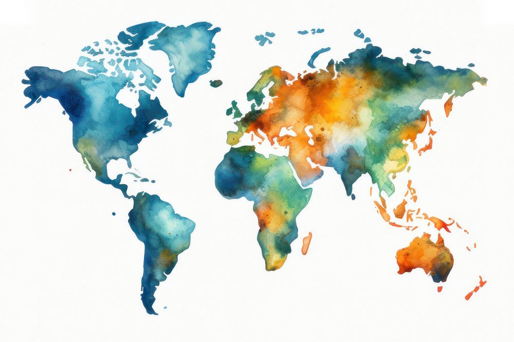World map white background splattered. AI generated Image by rawpixel.