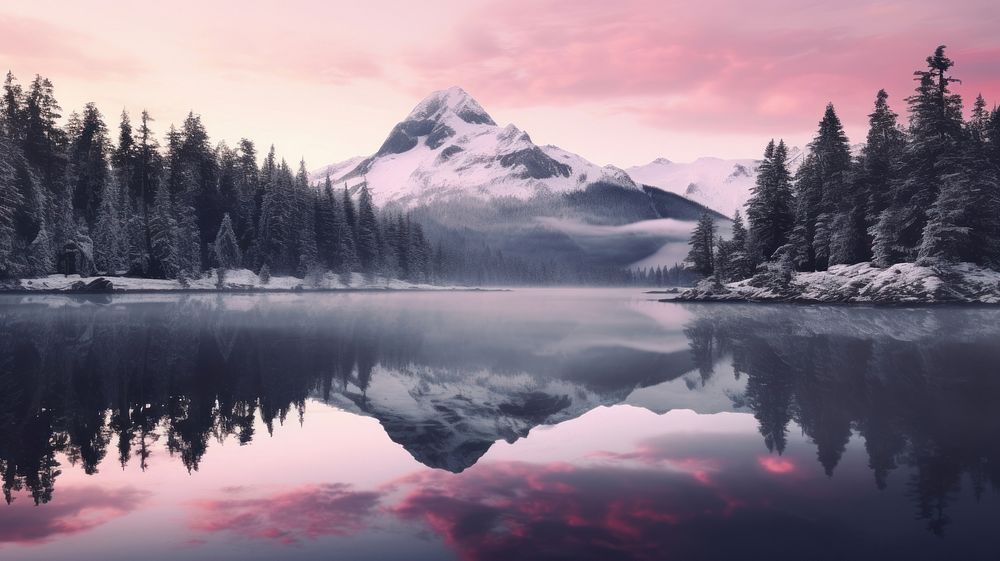 Mountain wallpaper landscape nature lake. AI generated Image by rawpixel.