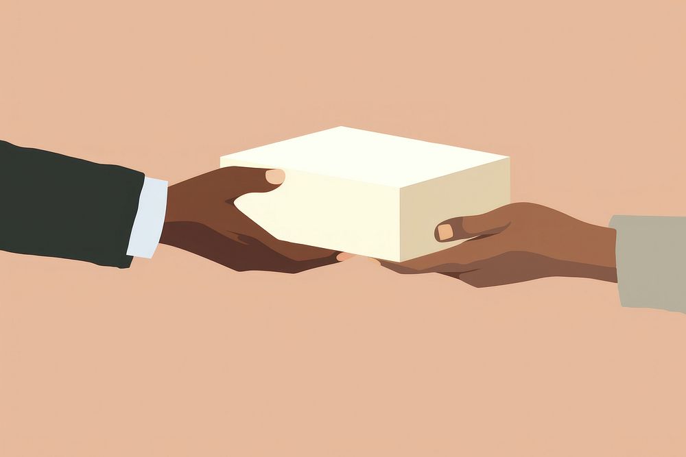 Hand giving a box handshake agreement cardboard. AI generated Image by rawpixel.