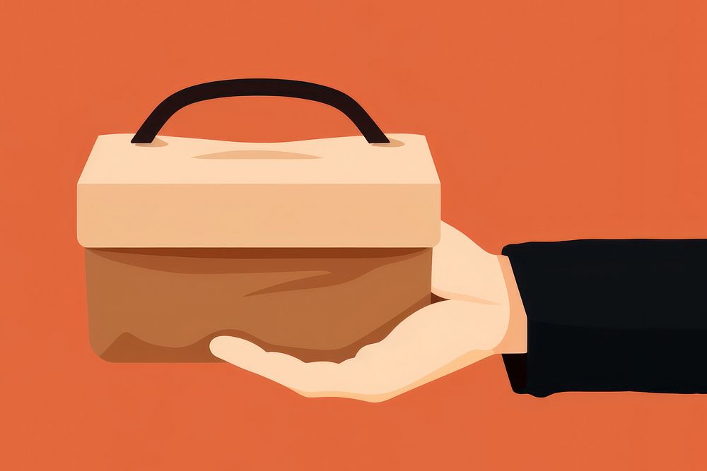Hand holding takeaway package handbag accessories briefcase. AI generated Image by rawpixel.
