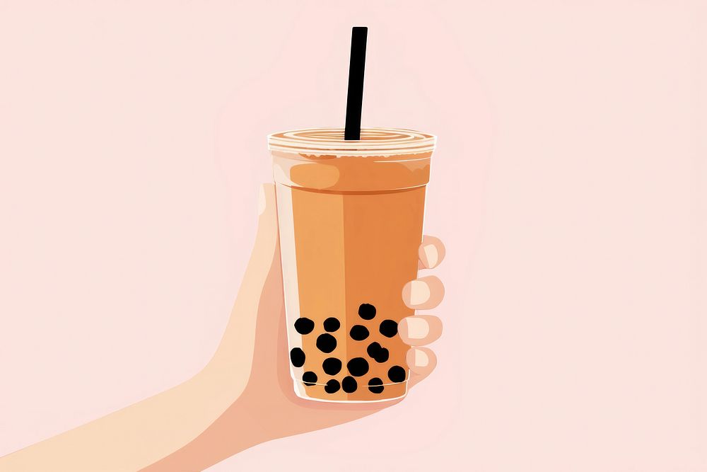 Hand holding milk tea bubble drink refreshment disposable. AI generated Image by rawpixel.