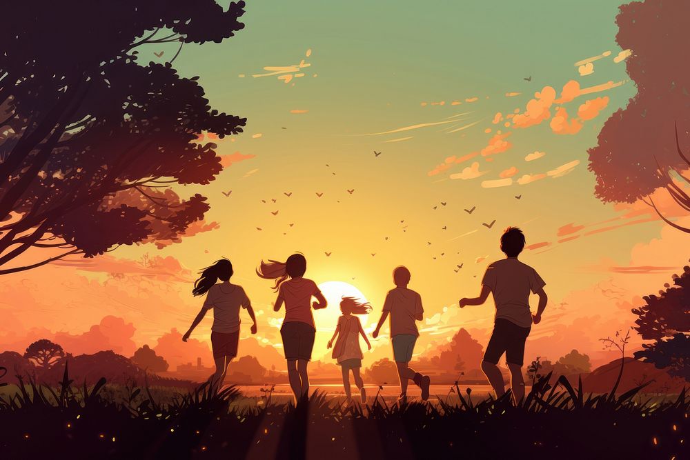 Outdoors walking sunset nature. AI generated Image by rawpixel.
