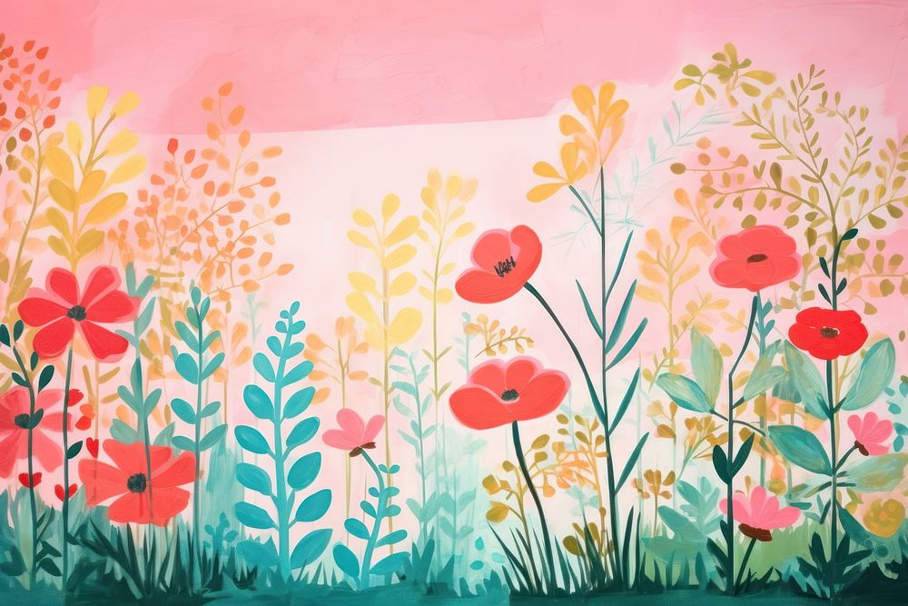 English garden painting pattern flower. AI generated Image by rawpixel.