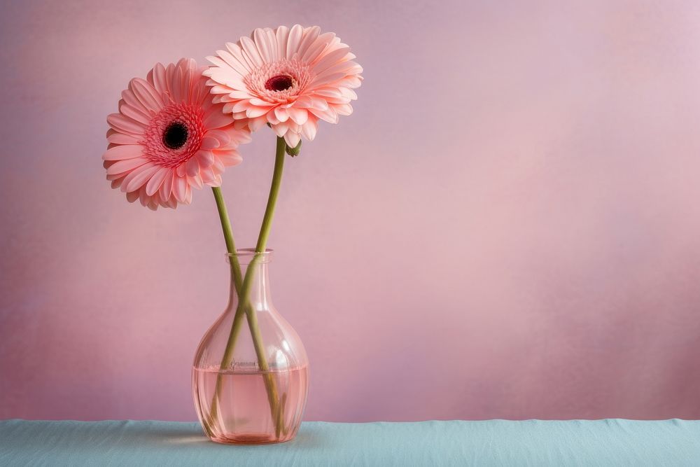 Gerbera flowers vase glass plant. 