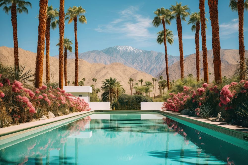 Palm spring tree architecture outdoors. 