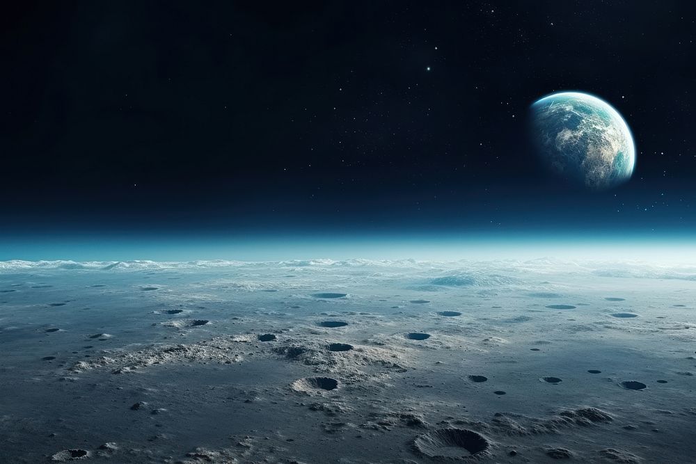 Earth horizon moon astronomy. AI generated Image by rawpixel.