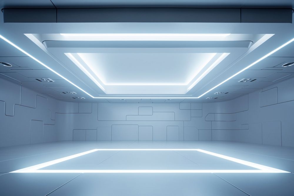 A square lighting stage ceiling architecture illuminated. 