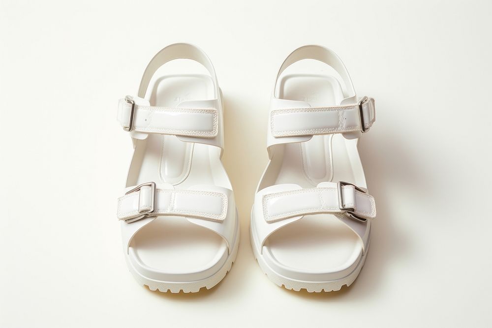 Blank white chunky sandals footwear clothing fashion. 