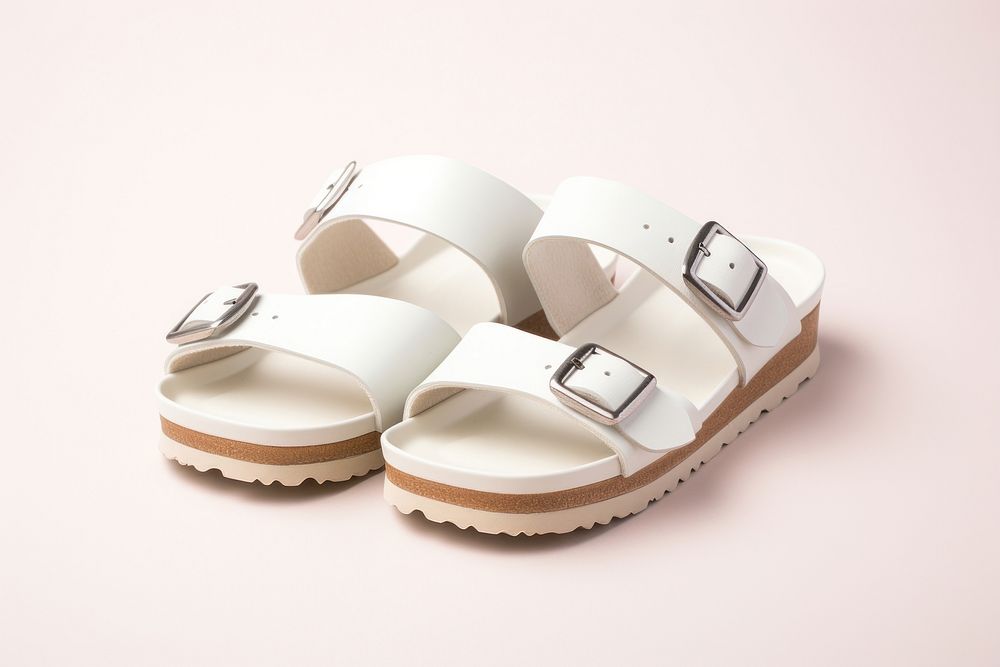 Blank white double-strap sandals footwear clothing fashion. 