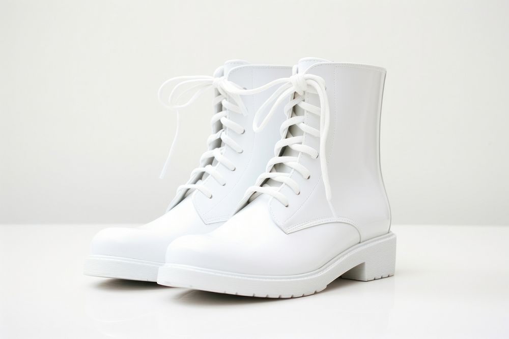 Blank white lace-up ankle boots footwear clothing fashion.